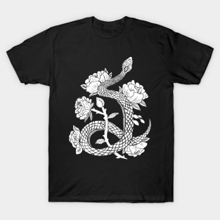 Snake & Flowers Witchy Punk Goth T-Shirt